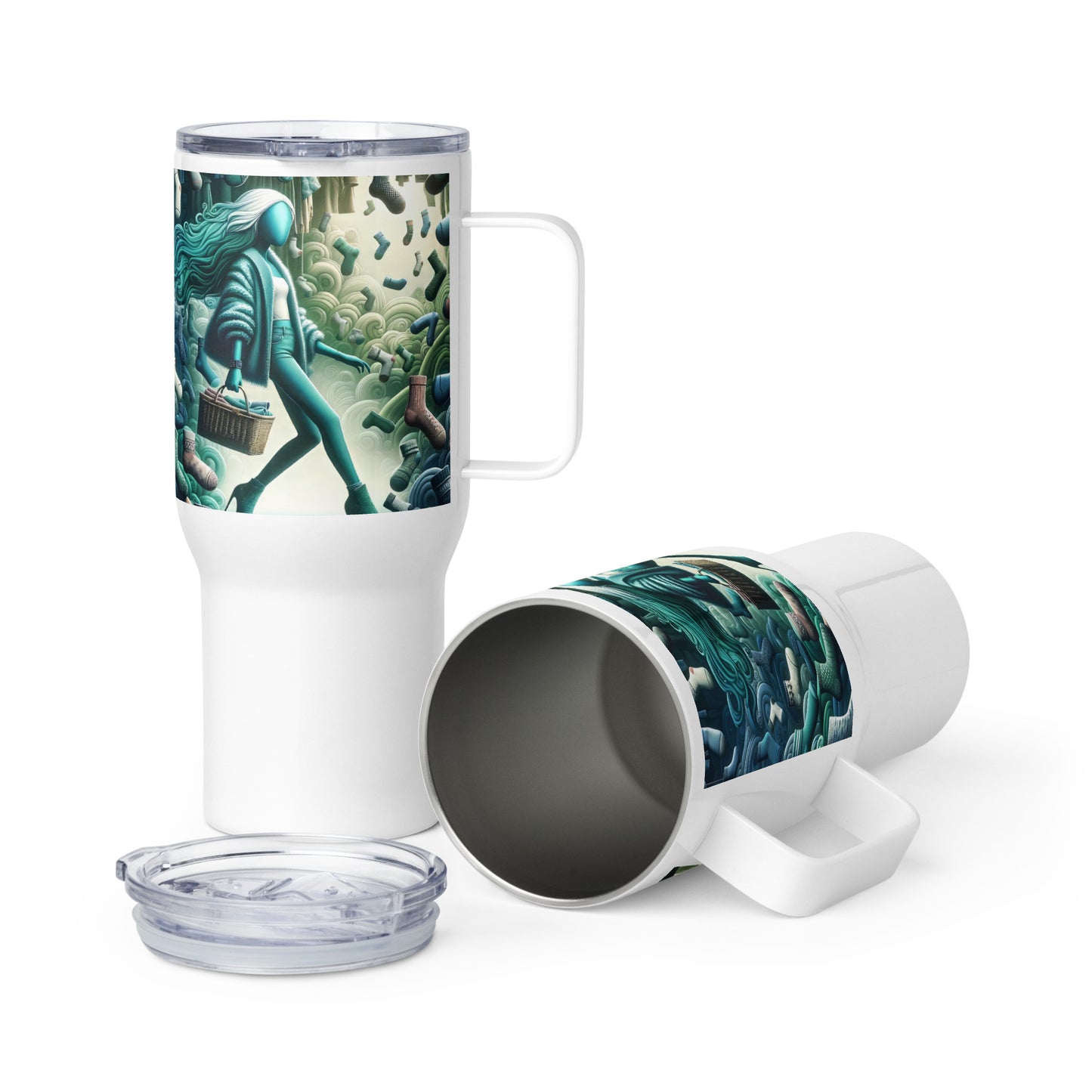 Travel mug with a handle_Land of Lost Socks