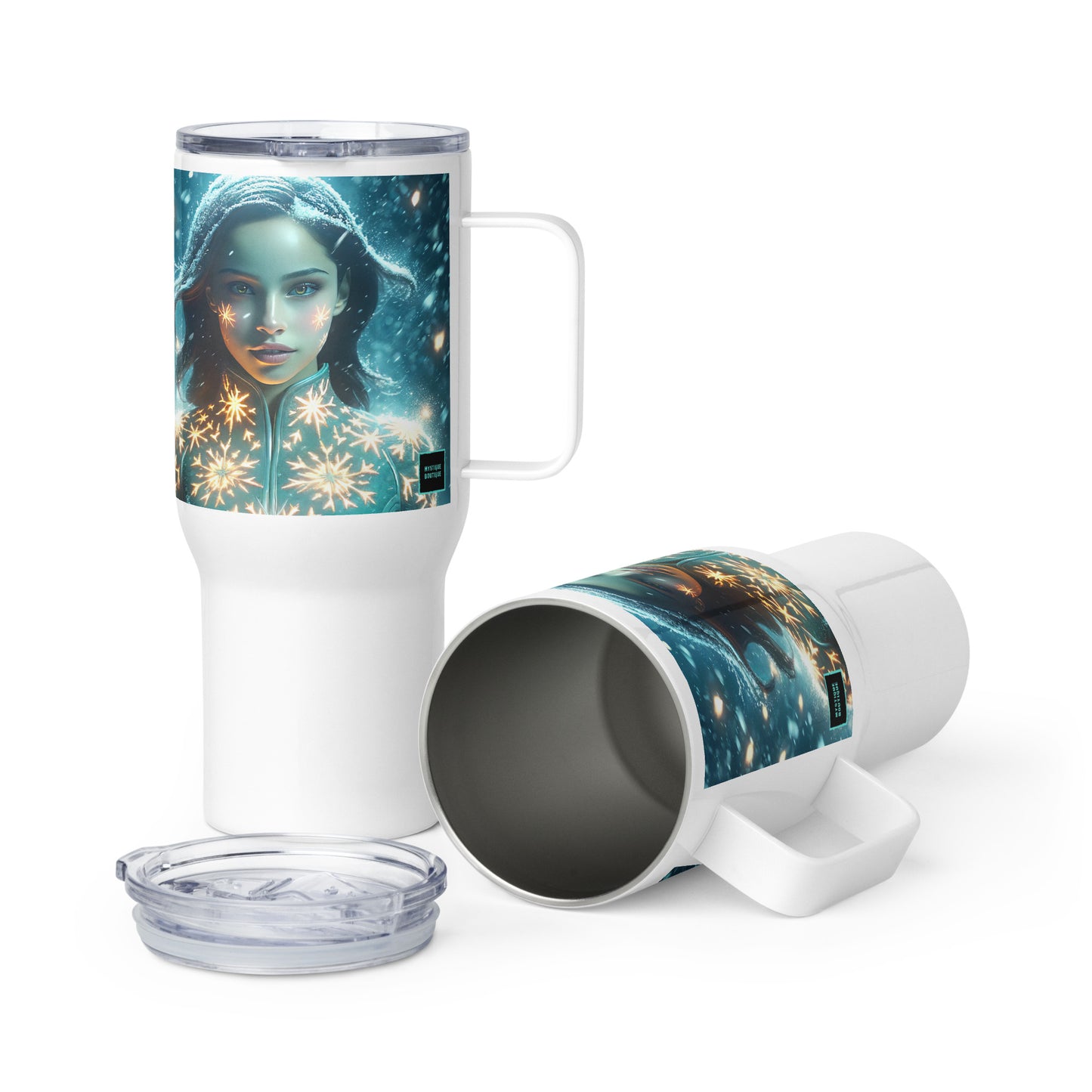 Travel mug with a handle_Snowflake Conjuror